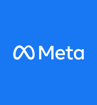 The Meta company logo in white, featuring the infinity-like symbol and 'Meta' text, set against a solid blue background.