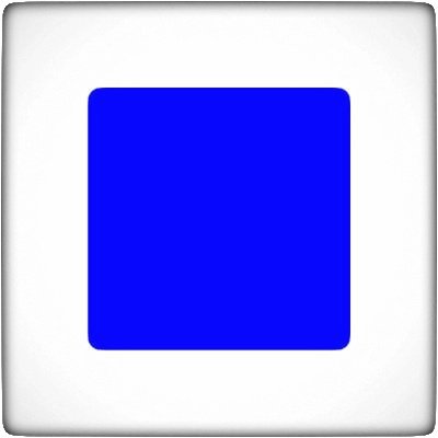 A simple graphic showing a blue square centered on a white/light gray background.