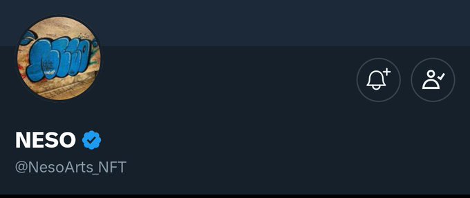 The image shows a Twitter profile header for "NESO" (@NesoArts_NFT), featuring a verified badge and a circular profile picture displaying colorful graffiti art in blue and orange tones. The accompanying post indicates this is Neso's first graffiti art piece being shared on Robinhood, with the profile image's graffiti artwork previewing the creative content they plan to release.