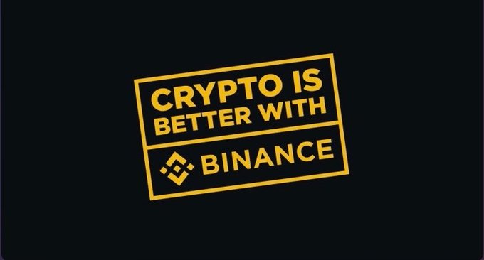 A graphic with yellow text on a dark background reading 'CRYPTO IS BETTER WITH BINANCE' alongside the Binance logo.