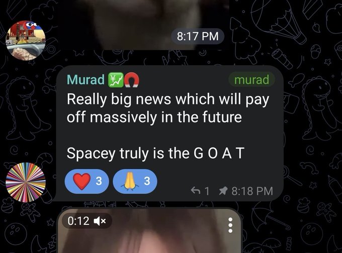 The image shows a text message conversation between two people, with one person typing out a message about the stock market. The other person responds by sending a photo of themselves along with their own message.