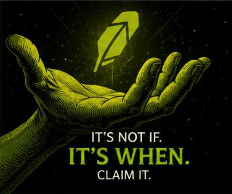 An illustrated hand reaches up to catch a glowing feather against a dark green starry background, with text below reading "IT'S NOT IF. IT'S WHEN. CLAIM IT." The image relates to the "wen $when" post by playing on the classic crypto meme "wen moon," using the feather as a visual pun for the "$WHEN" token while suggesting its arrival is inevitable.