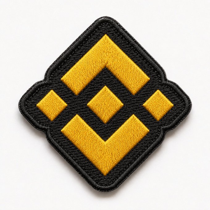 The image features a square patch with a black border, which has a yellow diamond shape at its center. The background of the image is white, making the yellow diamond stand out prominently. Below the diamond, there's text that reads "Good morning Built thread by thread. Moving day by day." This phrase seems to be related to the post about Bitcoin and the cryptocurrency market.