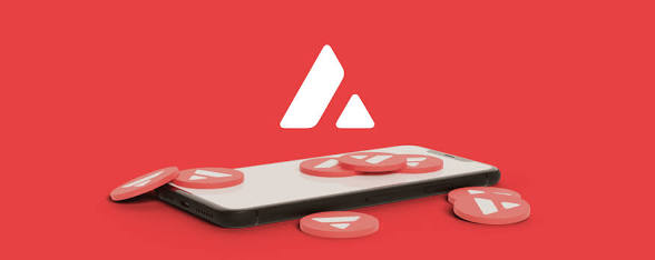 A smartphone rests on a red background beneath a logo, surrounded by scattered circular tokens bearing a play button icon, suggesting a video or media service advertisement.