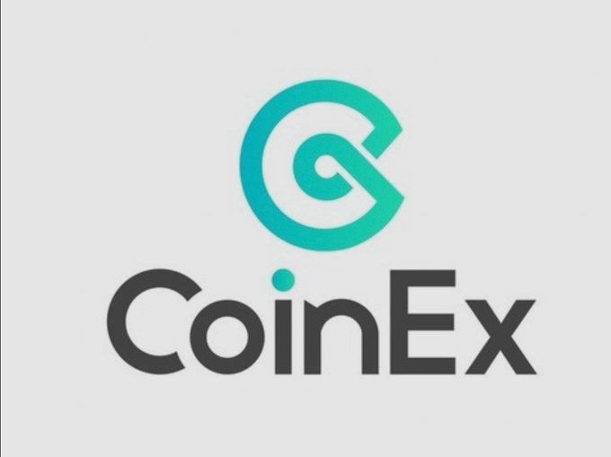 The CoinEx cryptocurrency exchange logo featuring a stylized teal 'C' emblem above the 'CoinEx' brand name.