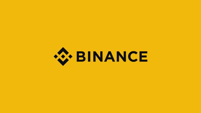 The Binance logo displayed in black text on a yellow background.