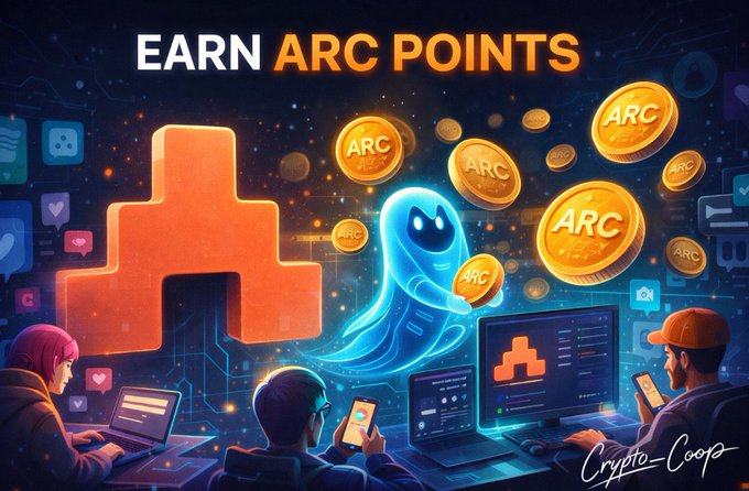 The image features an illustration of people using laptops while sitting at desks with stacks of coins around them. The scene depicts a group of people working together, possibly engaged in a collaborative project or game that involves earning points through their activities. The text on the image reads "EARN ARC POINTS" and "@THEARCTERMINAL has already become familiar to many in the space", indicating that the people are likely participating in an online community or platform where they can earn points for their contributions, such as completing tasks or sharing content with others. The focus on both the visual elements of the image and its connection to the post highlights the importance of user engagement and interaction within this particular context.