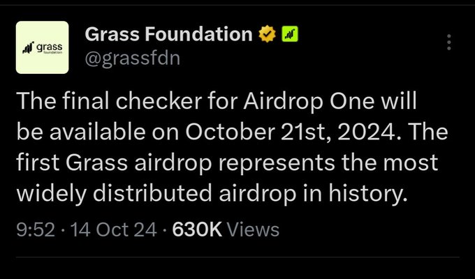 The image features a black background with white text that reads "Grass Foundation". The text also includes a Twitter handle, "@grassfoundation", which is likely used for sharing updates or messages related to the Grass Foundation's activities.