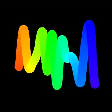 The image features a vibrant rainbow color gradient, with each color represented by a different line or curve. The colors are arranged in a diagonal pattern, creating an eye-catching visual effect against a black background. The rainbow appears to be moving across the frame, giving the impression of a dynamic and lively composition.