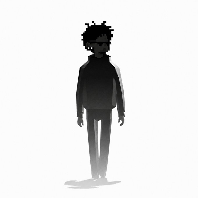 A pixelated, shadowy figure with an afro stands centered against a white background, wearing dark sunglasses and a black hoodie that fades into gray at the bottom.

The minimalist, faceless character pairs with the "gm" (good morning) Friday vibe, while the moody silhouette and $HYPE ticker nod to the crypto community's casual weekend greeting.