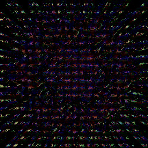 xtz stands for "time travel zone", which indicates that the image was taken at a specific time, possibly during a time when the sun was rising or setting. The image features a black background with bright colors scattered throughout, creating an abstract pattern resembling a starburst effect.