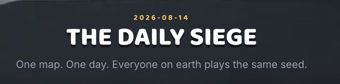 The image displays "2026-08-14 THE DAILY SIEGE" with the tagline "One map. One day. Everyone on earth plays the same seed," promoting a synchronized global gaming event likely tied to a GameFi project. The post's reference to "$ward" being undervalued with GameFi on the rise aligns with the Daily Siege as a potentially viral, gamified crypto initiative driving community engagement.