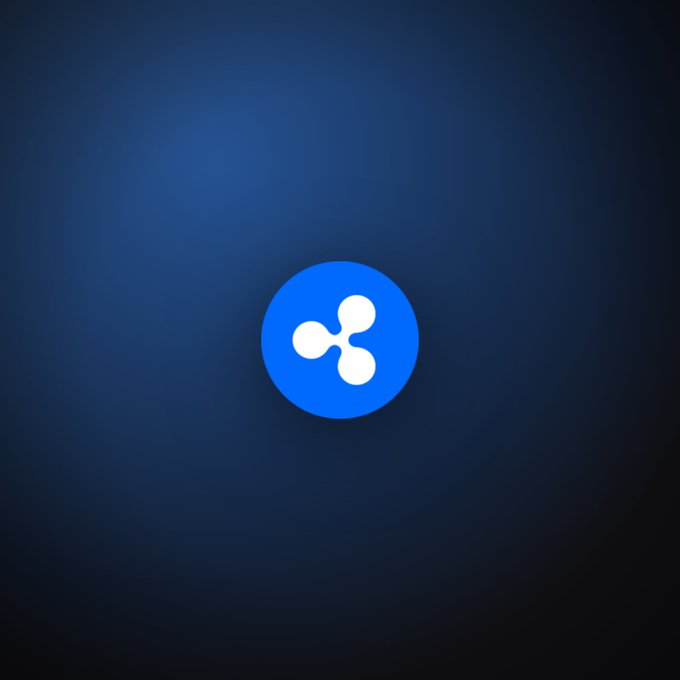 The image displays the Ripple (XRP) logo—a white three-pronged emblem inside a blue circle—set against a dark blue gradient background. The logo connects to the post by representing Ripple, the company behind RLUSD, whose stablecoin recently achieved $40M liquidity on Aave's Ethereum market shortly after listing.