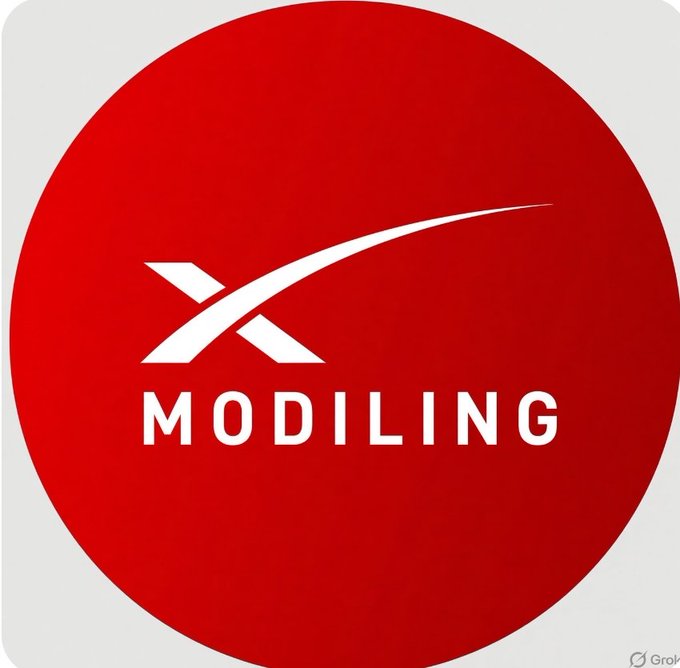 A red circular logo featuring a white 'X' with an arch and the text 'MODILING' below it.