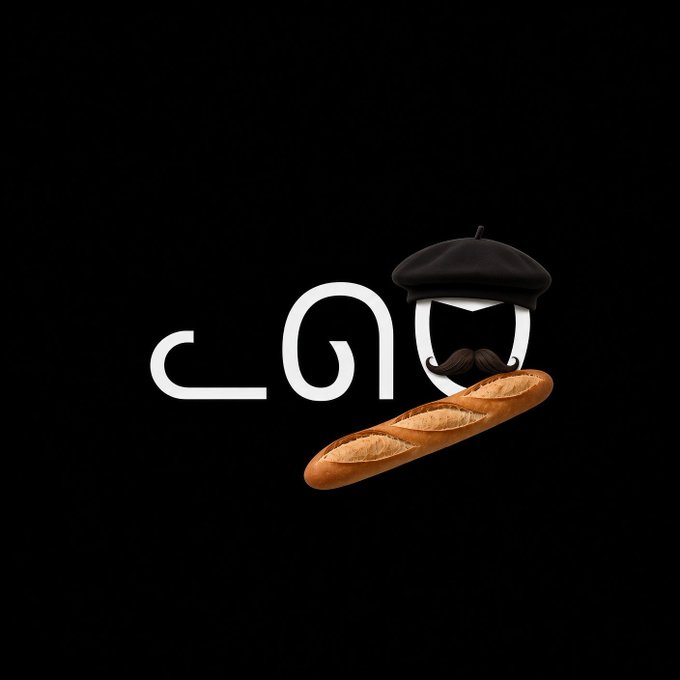 A minimalist graphic featuring the word 'GO' in white text, with the 'O' stylized as a Frenchman with a beret and mustache sitting above a baguette.