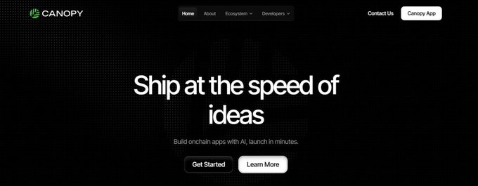 The image features a website for Canopy Network, which is an AI-based platform that helps users build their own blockchains quickly and easily without the need for heavy setup processes or complicated coding. The website displays a banner at the top of its page with the text "Focus on what is in the image and how it relates to the post @CNPYNetwork". This suggests that the main content of the image might be related to the Canopy Network platform, such as an article or a blog post discussing the benefits of using AI for blockchain development.