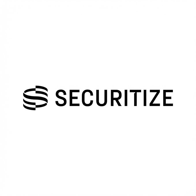 The image displays the Securitize logo, featuring a stylized "S" emblem beside the company name in bold black text, which corresponds to the digital securities platform mentioned in the post announcing its partnership with Socios to launch regulated tokenized equity offerings for sports teams.