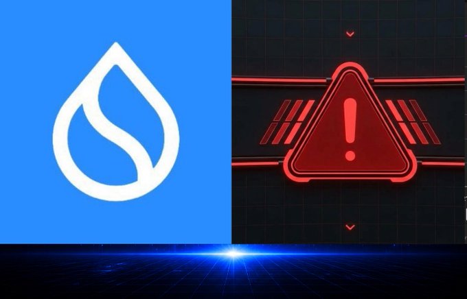 A graphic with a split background showing a white water drop icon on blue on the left and a red warning triangle with an exclamation mark on a dark background on the right.