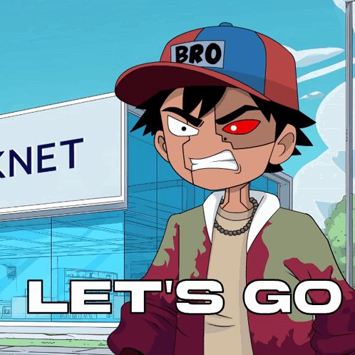 The image features a cartoon boy wearing a red cap with "BRO" written on it, standing next to a building that says "gm gm A solução para a privacidade crypto é a @Starknet". The caption of the image reads "Let's go", which is related to the post about the Starknet.