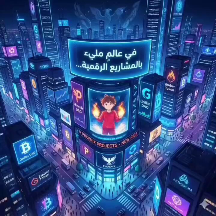 The image features a cityscape with tall buildings, neon signs, and people walking around. The caption of the image reads "ثاني تصميم استغرق طول العصر @CRYPTOKSA". This post is about cryptocurrency and its impact on the city's economy.