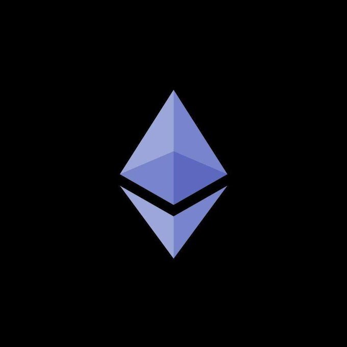 The image shows the Ethereum logo, a blue diamond-shaped octahedron on a black background. It represents Ethereum, the blockchain platform whose Foundation is backing the development of WEBCAT through its Trillion Dollar Security initiative to improve front-end security for wallets and dApps.