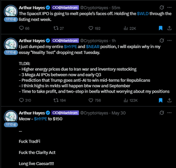 The image features three different posts or tweets from a user named Arthur Hayes, each addressing various topics such as a recent conversation about Bitcoin and a recent conversation about Starlink and other projects. These posts appear scattered across multiple social media platforms like Twitter, Instagram, Facebook, and LinkedIn. The content of the posts includes various sentences with numbers and statistics, which adds to the discussion around these ideas or products being discussed.