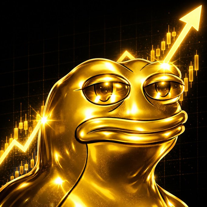 A golden Pepe the Frog meme statue with a stoic expression is set against a backdrop of rising bullish candlestick charts and an upward arrow, symbolizing the high-risk, high-reward potential of Solana memecoins in the crypto market. The image visually reinforces the post's theme of embracing greater risk for greater reward in the volatile world of cryptocurrency trading.