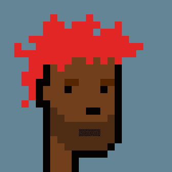 The post mentions CryptoPunk #833 & #9389, but the image displays a red and black pixelated character on a blue background with the text "Pixie" visible. This does not appear to match the referenced CryptoPunks, but instead resembles a different pixel art character, possibly from a similar NFT collection.
