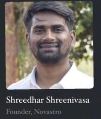 Professional profile card for Shreedhar Shreenivasa, identified as Founder of Novastro, with a headshot photo.