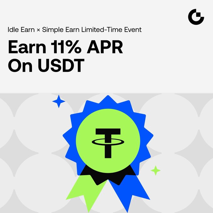 A promotional advertisement for a 'Limited-Time Event' offering 'Earn 11% APR On USDT', featuring a stylized Tether (USDT) badge with blue and green ribbons.