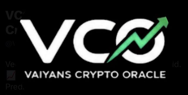 Logo for 'VCO - Vaiyans Crypto Oracle' featuring a green upward-trending arrow on a black background.