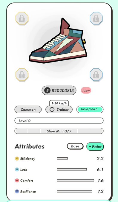 The image shows a white phone screen displaying an app called "Stepn" with a shoe design, along with some other information about the app's features and benefits. The post mentions that this app can help users track their daily steps and encourages them to walk more for better health.