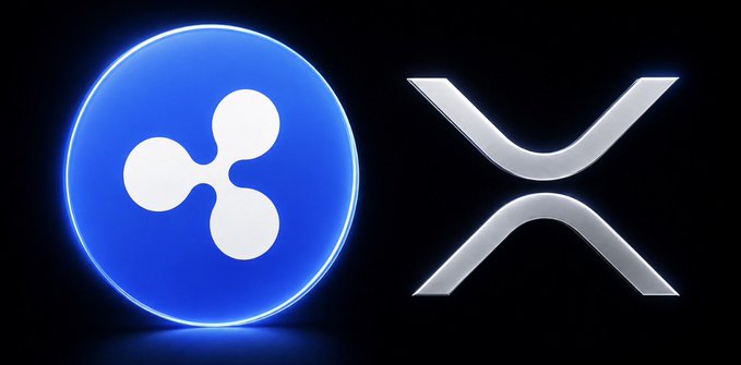A glowing blue Ripple (XRP) logo sits beside a silver XRP symbol on a black background, visually representing the cryptocurrency discussed in the post about RLUSD's 105% higher transaction activity compared to XRP within AI-powered wallets.