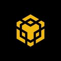 A yellow pixelated BNB logo on a black background, tying into a post declaring love for BNB, Binance, and BNB Chain as part of a Web3 "GM" greeting.