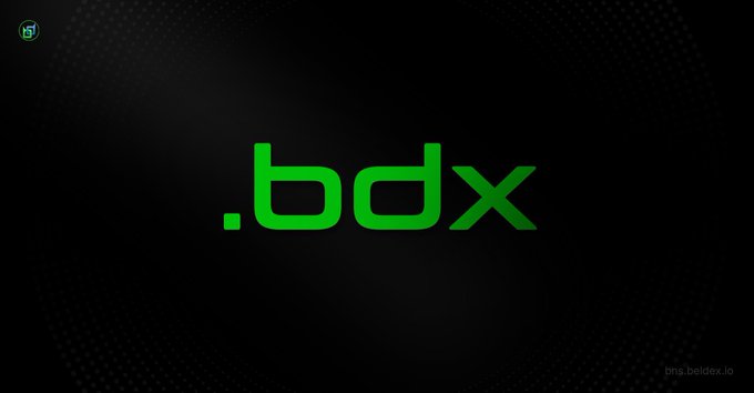 A minimalist graphic displays the text '.bdx' in bright green letters on a dark background, with 'img.beldex.io' in the bottom right corner.