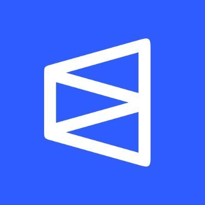 The image shows a stylized white geometric logo resembling a folded paper airplane or angular "P" shape set against a solid blue background, serving as the brand icon for Polymarket. It visually accompanies the post's promotional message inviting users to join the Polymarket Perps platform using the referral code "00u12c1u" before the early opportunity ends.