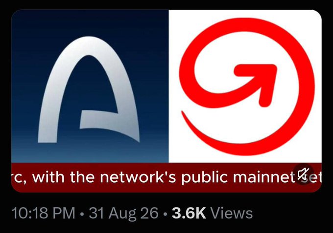 An image showing the logos of Arc (Circle's network) and MoneyGram side by side, with visible text reading "...c, with the network's public mainnet" and engagement stats showing 10:18 PM, 31 Aug 26, and 3.6K Views, illustrating the announcement that MoneyGram will bridge fiat and onchain money flows on Circle's Arc network.