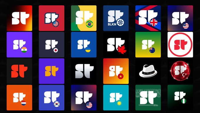 xtf logo icons arranged in a grid of 12 rows and 6 columns, featuring various countries' logos against a black background.