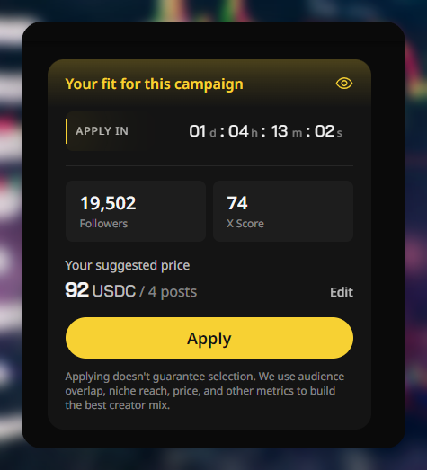 The image shows a computer screen displaying a message box with information about an application, likely for a campaign or project. The text within the message box indicates that the user's suggestion has been accepted, and they are now applying the idea. The background of the image is blurred, but it appears to be a computer monitor or screen.