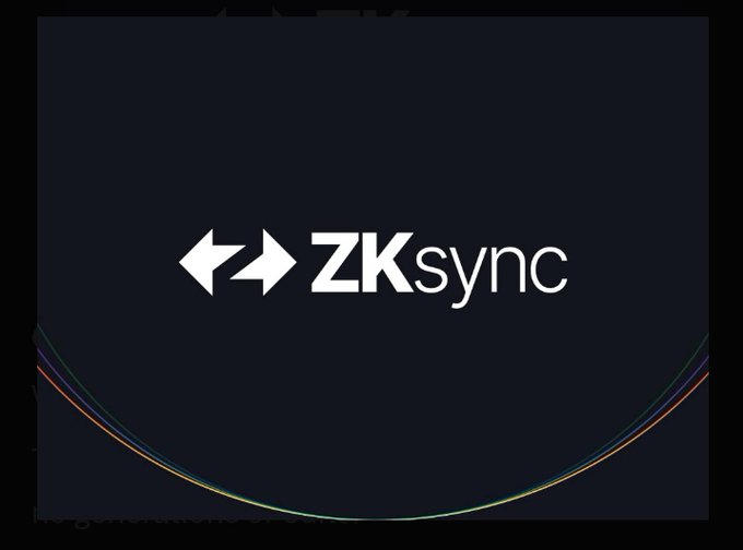 The image features a logo for a company named "zksync" with two arrows pointing in opposite directions. The text "ZK sync" is written below the logo, indicating that this company specializes in financial technology solutions. The company's name is displayed on a black background, and it is positioned at the bottom of the image.