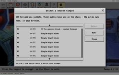 The image displays a video game's "Select a Horde Target" menu featuring several level 84 enemy options, including "The generic Giant" and multiple "Dragon object Giant" entries. It appears to be a screenshot from gameplay, unrelated to the post's text about an MBTC airdrop campaign, daily missions, and NFT/token rewards.