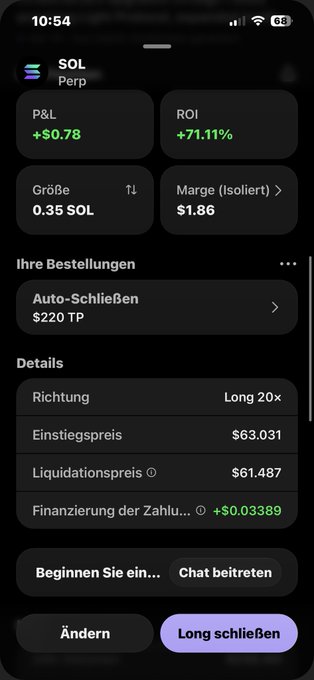 iphone screen with text about solana, liquidation details for a wallet app, and an icon showing a long chat button to contact someone who could help.