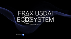 A title card displays 'FRAX USDAI ECOSYSTEM' in white text against a dark background with subtle blue wave patterns.