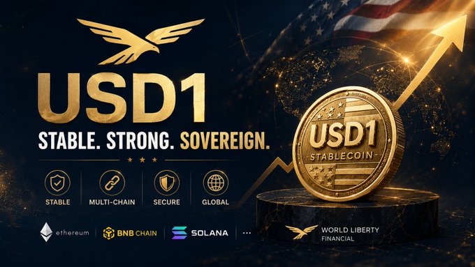 The image features a gold coin with the words "USDC" written on it, surrounded by various logos for Bitcoin and Ethereum exchanges. The text "USDC stable, strong, Sovereign." is also present in the image.