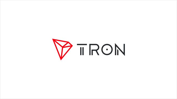 The image displays the TRON logo with its name, which complements the post's announcement of the TRON network's significant account growth.