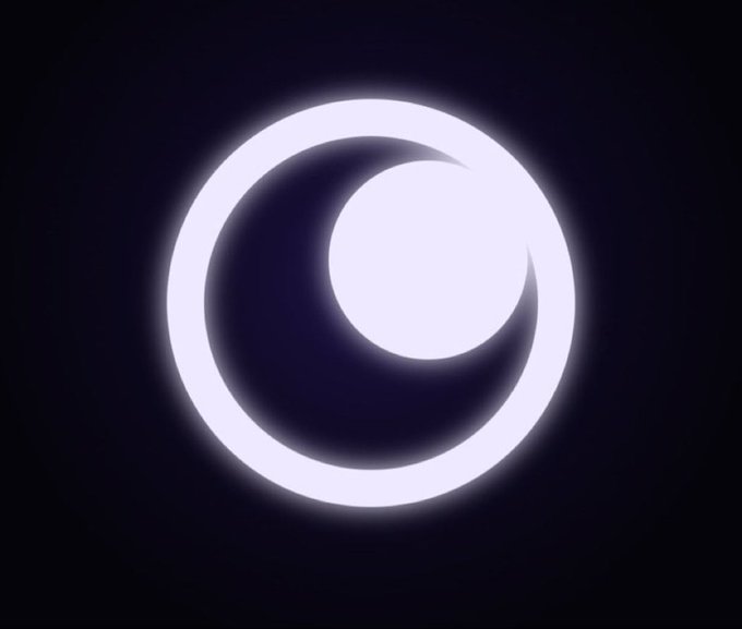 A glowing crescent moon logo on a dark background, appearing to be the icon for the Magic Eden cryptocurrency platform.