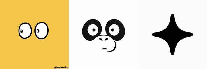 A collection of three minimalist NFT-style illustrations—a pair of cartoon eyes on a yellow background, a wide-eyed face with a tongue out, and a four-pointed sparkle—attributed to artist @sullivideas, likely representing the upcoming "Bold PFPs" project mentioned in the tweet.