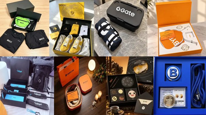 A collage of nine images displays various premium gift boxes and merchandise from brands like Klova, MOON, OGATE, BXR, Braven, Petkit, Leatop, Boska, and Baseus.