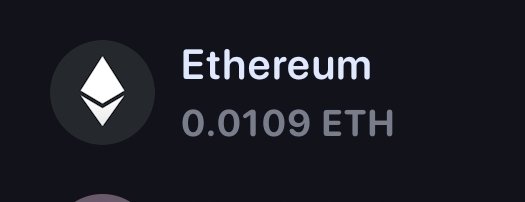 A cryptocurrency wallet display showing an Ethereum balance of 0.0109 ETH next to the Ethereum logo.