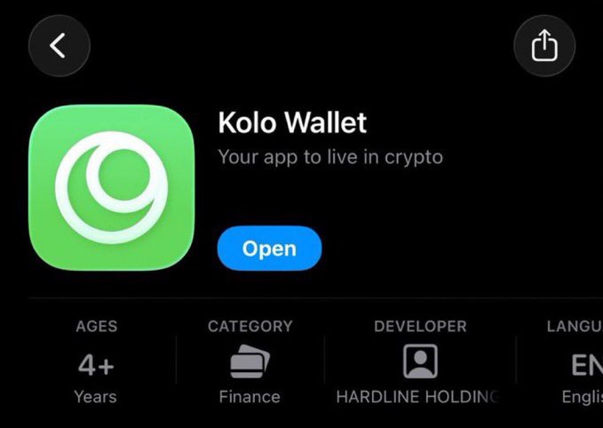A cell phone screen displaying a page about Kolo Wallet, a cryptocurrency created for easy usage of digital assets across different languages by earning Bitcoins as rewards for spending them globally with ease.